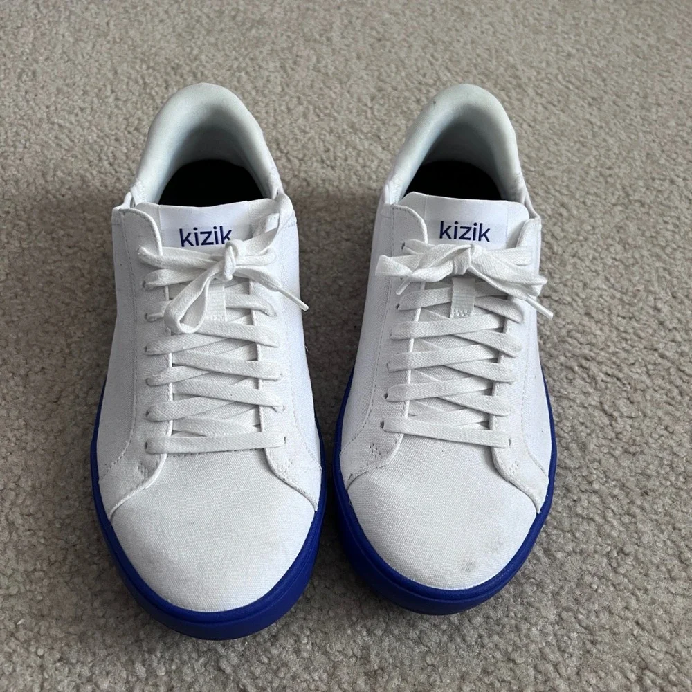 Kizik Irvine Canvas Hands-Free Sneakers‎ White Cobalt Blue Mens 7.5 Womens 9